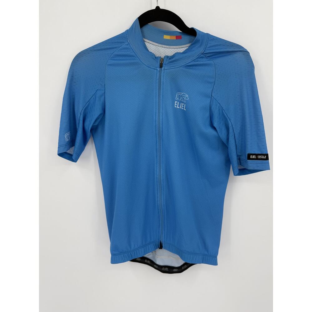 Eliel Men's Blue Full-Zip Cycling Road Mountain Bike Jersey Short Sleeve Size L - Picture 2 of 6